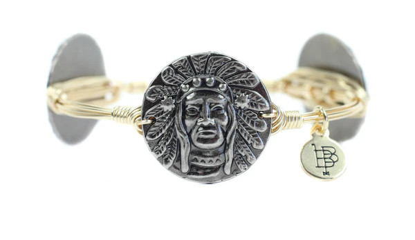 Pewter Indianhead Bangle Bracelet | Bourbon and Boweties