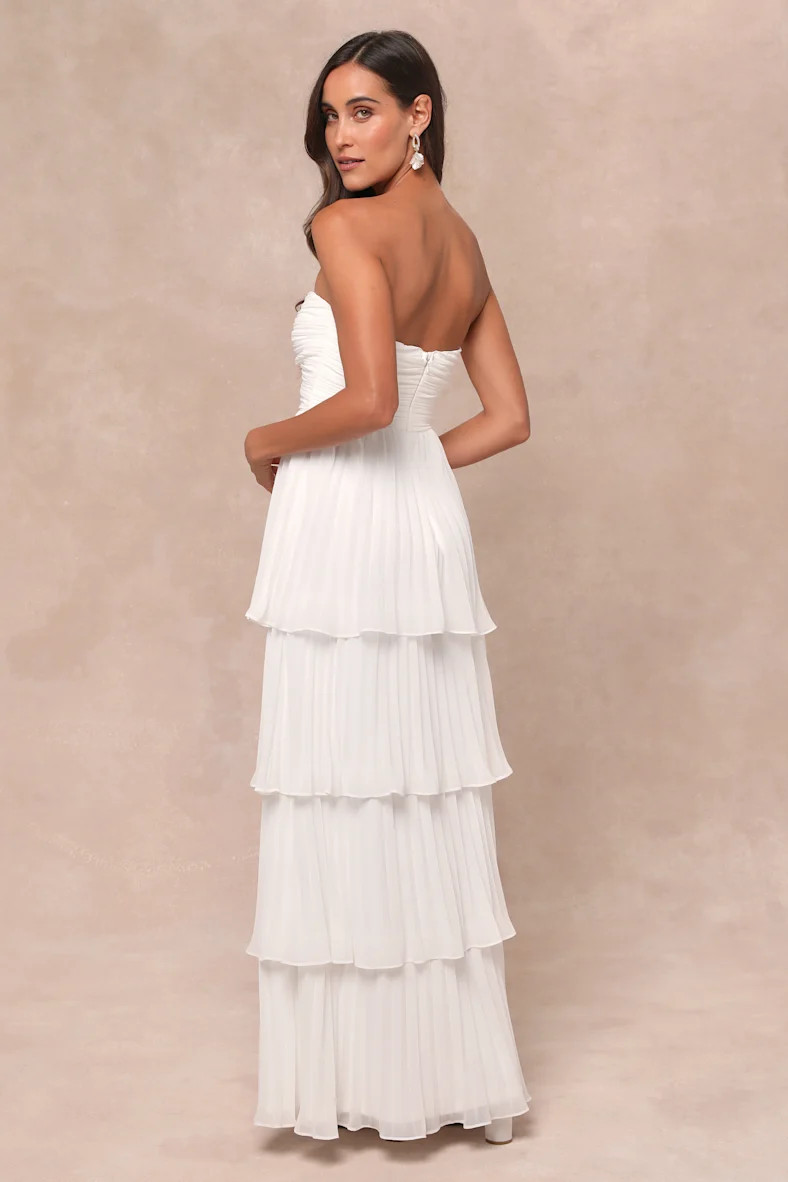 Seriously Sensational White Strapless Tiered Maxi Dress | Lulus