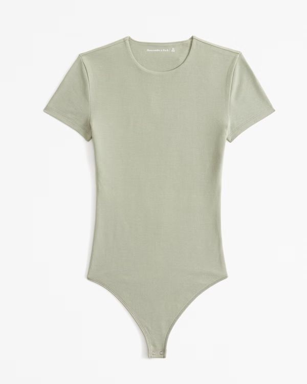 Women's Cotton-Blend Seamless Fabric Tee Bodysuit | Women's Tops | Abercrombie.com | Abercrombie & Fitch (US)