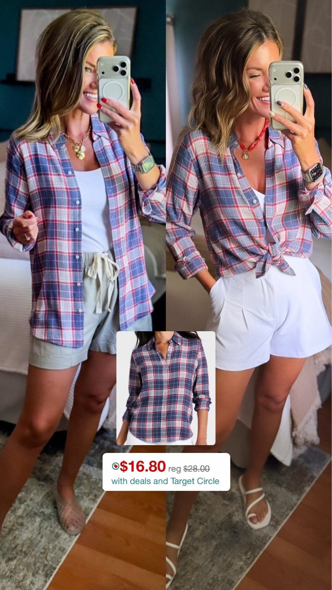 Wish you could feel how nice and lightweight this button down top is…also the cutest colors. 🇺🇸 
Top/ small
Green shorts/ medium
White shorts/ small (run big) 
@Target

#LTKSeasonal #LTKOver40 #LTKSaleAlert