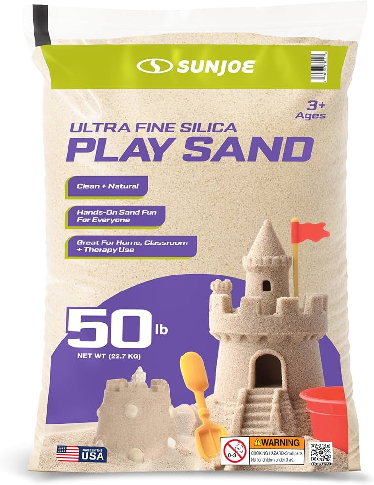 Sun Joe Silica Play Sand for Sandbox, Sensory Table & Garden Spaces, Ultra Fine, 50 Lb Bag - Indo... | Amazon (US)