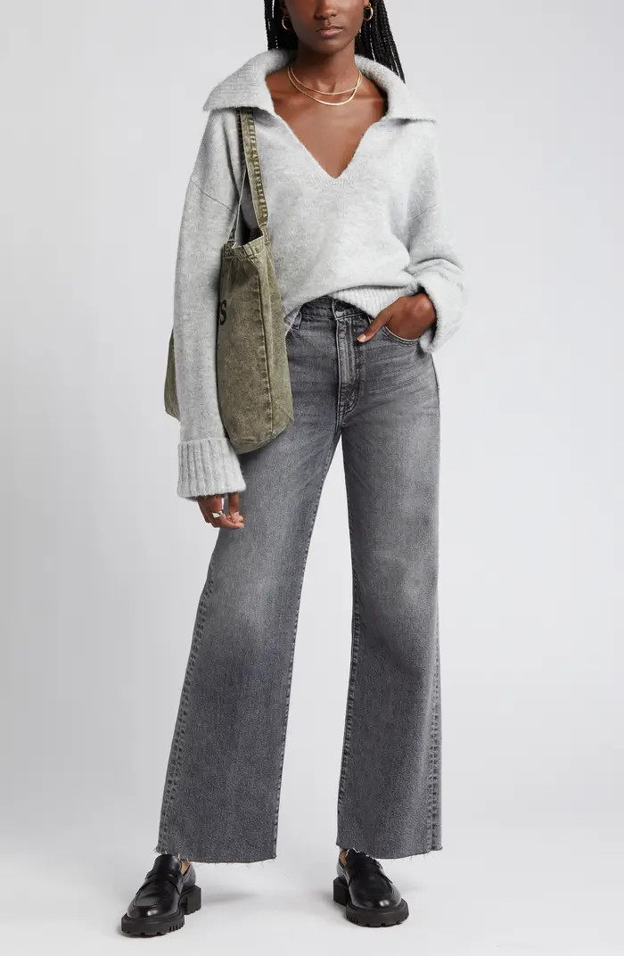 Oversize Johnny Collar Sweater | Nordstrom