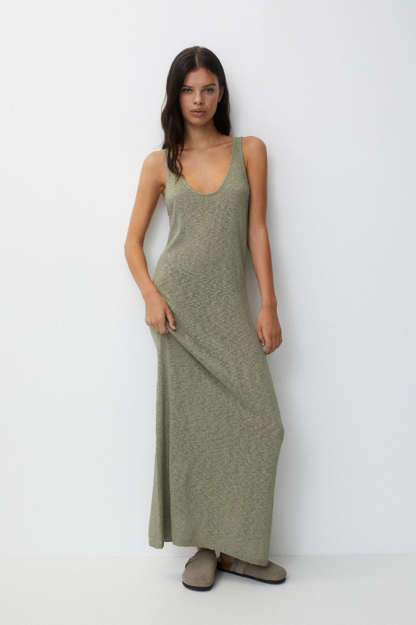 Long strappy knit dress | PULL and BEAR UK