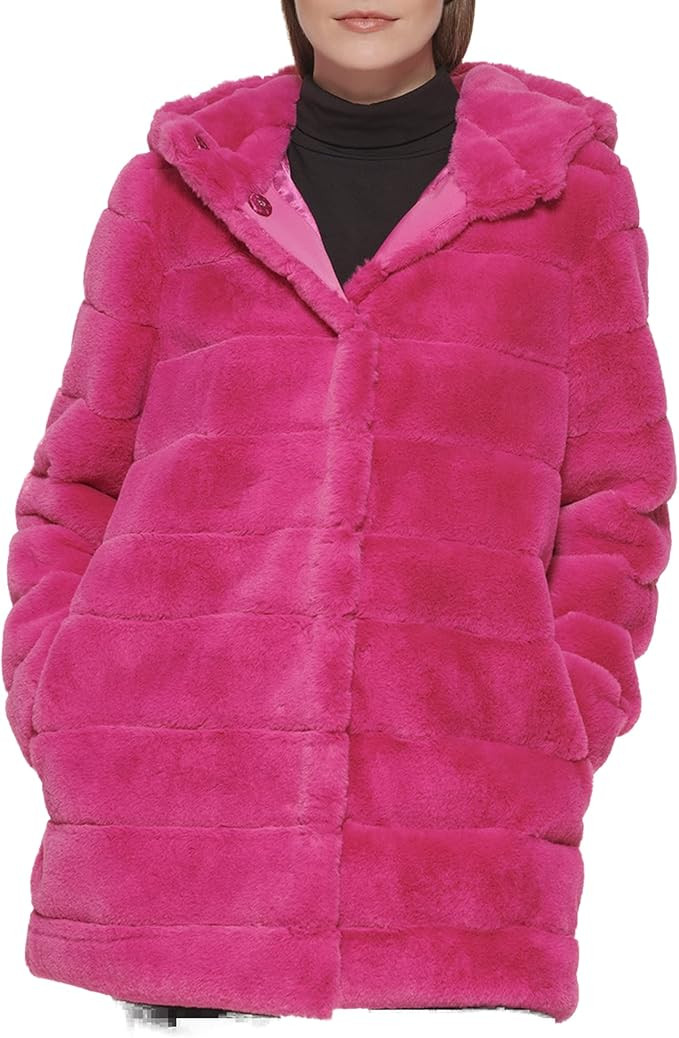 Kenneth Cole Women's Classic Mink Style Faux Fur Coat | Amazon (US)