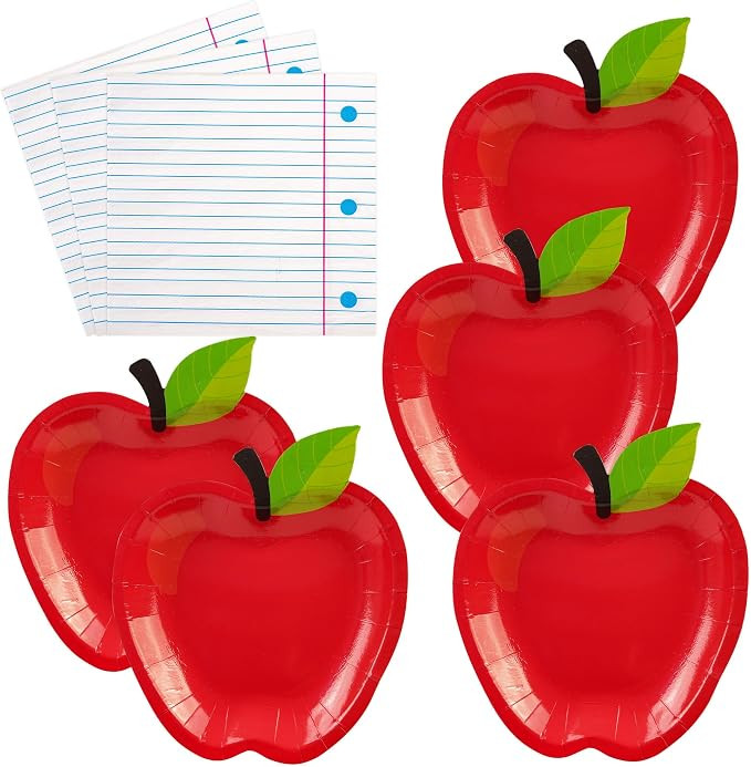 50Pcs Back to School Apple Paper Plates and Napkins - First Day of School Dessert Plates Disposab... | Amazon (US)