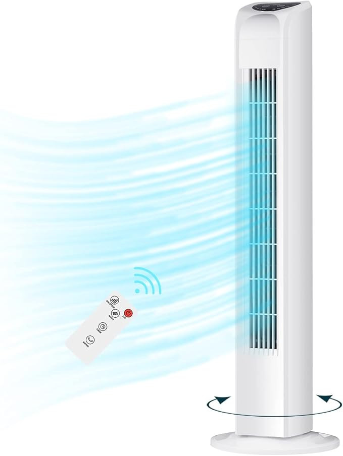 Oscillating Bladeless Tower Fan with Remote, Quiet Cooling Portable, Electric Standing Floor Fan ... | Amazon (US)