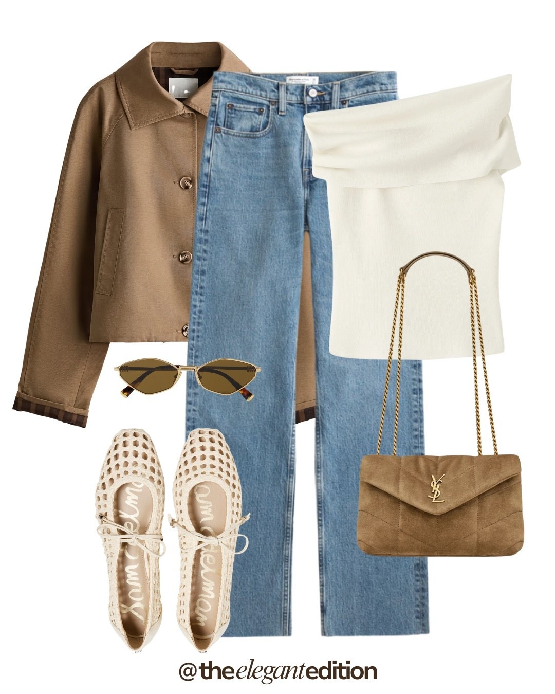 YSL Toy Bag Spring Outfit 🤍🤎
Tags: light blue denim straight leg camel jacket cropped oversized cream white tee sleeveless oversized cream woven ballet flats mesh perforated camel YSL toy bag suede quilted chain strap gold hardware sunglasses tortoise cat eye spring transitional casual chic elegant
#LTKspring #LTKstyletip #LTKitbag​​​​​​​​​​​​​​​​

#LTKeurope #LTKstyletip #LTKspring