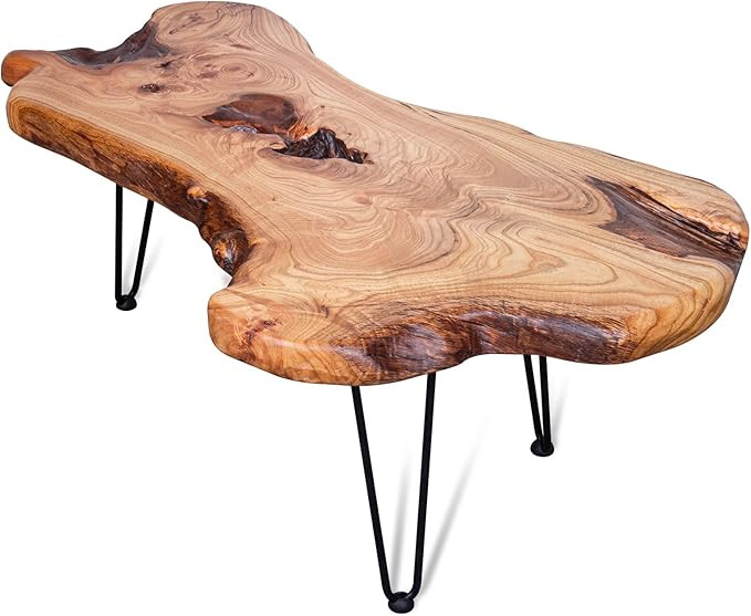 Natural Wood Edge Contemporary Coffee Cocktail Table, Live Edge Coffee Table,Living Room Coffee T... | Amazon (US)