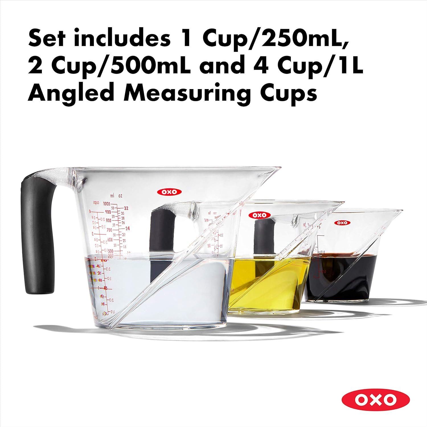 OXO Good Grips 3-Piece Angled Measuring Cup Set, Black | Amazon (US)