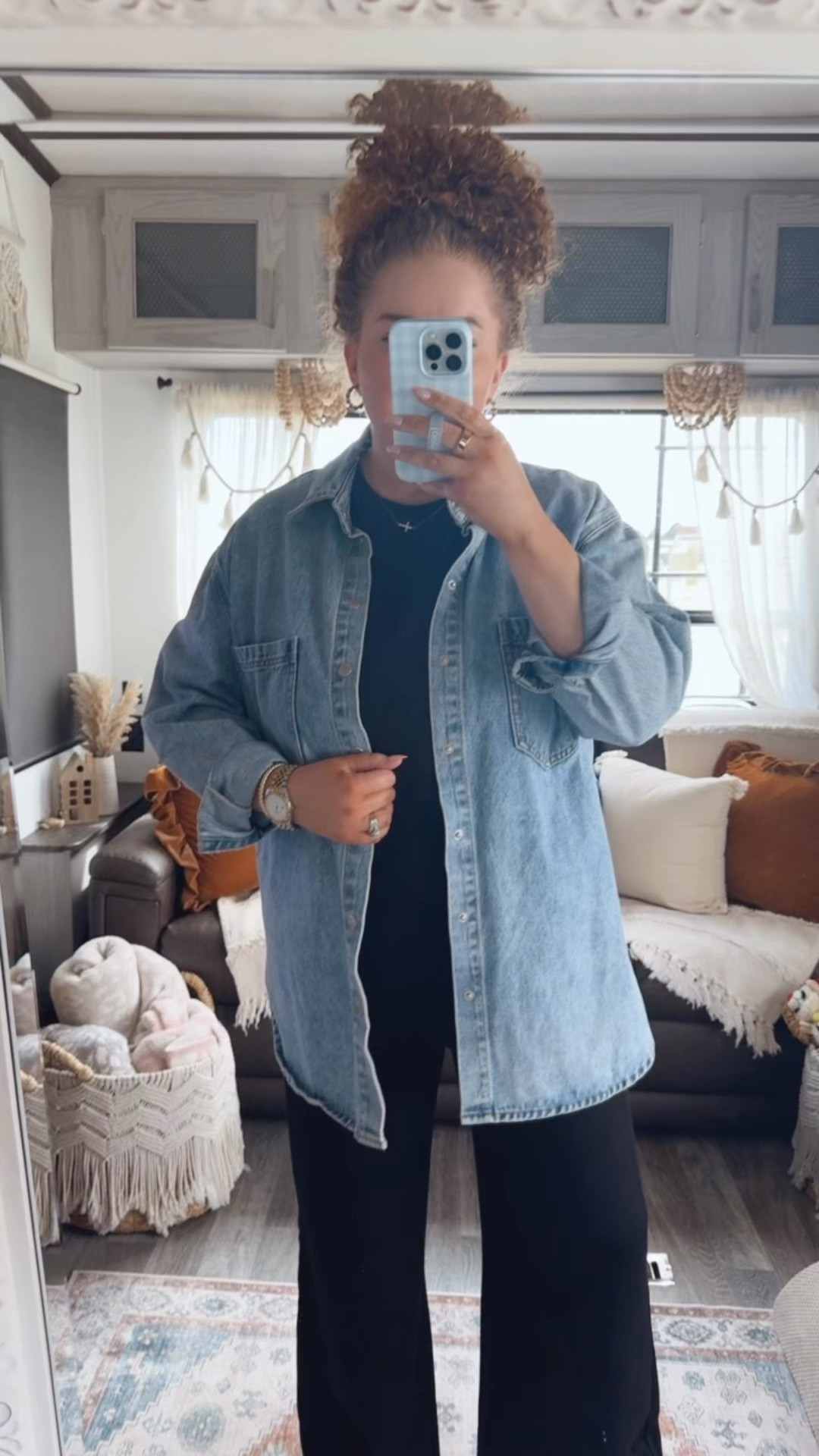 This is my kind of travel outfit 😌 Comfy, lightweight, and still looks super put together even after a long day of moving around.👏 I love the oversized denim shacket layered over this set for that effortless “chic but not trying too hard” vibe, and white sneakers just make it easy for all day wear🖤 black two piece set | travel chic outfit | airport outfit inspo | matching set outfit | oversized denim shacket outfit | layered travel outfit | comfy airport style | white sneakers outfit | effortless travel look | chic travel outfit idea | lightweight travel outfit | summer travel outfit | relaxed fit matching set | easy airport outfit | laid back travel style | minimalist travel outfit | amazon fashion finds | affordable travel outfit | comfy chic outfit | everyday travel style

#LTKMidsize #LTKdayinmylife #LTKootd