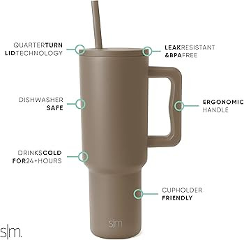 Simple Modern 40 oz Tumbler with Handle and Straw Lid | Insulated Cup Reusable Stainless Steel Wa... | Amazon (US)