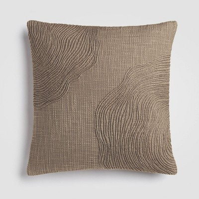 Jute Terrain 18" x 18" Decorative Pillow, Brown Cotton with Jute Embroidery | Target