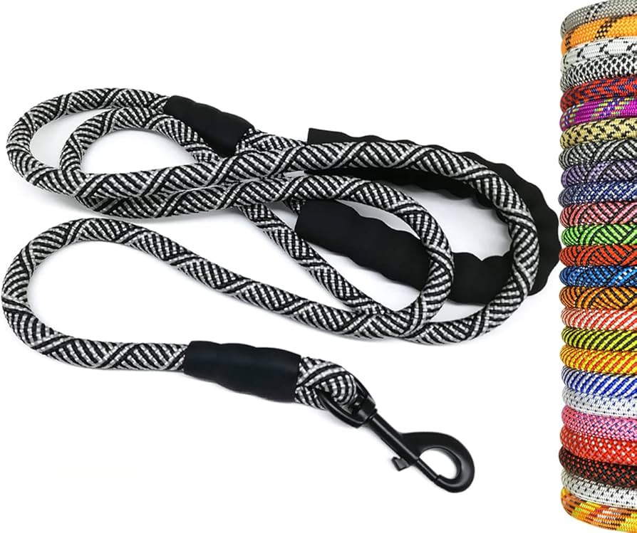 MayPaw Heavy Duty Rope Dog Leash, 3/4/5/7/6/8/10/12/15 FT Nylon Pet Leash, Soft Padded Handle Thi... | Amazon (US)