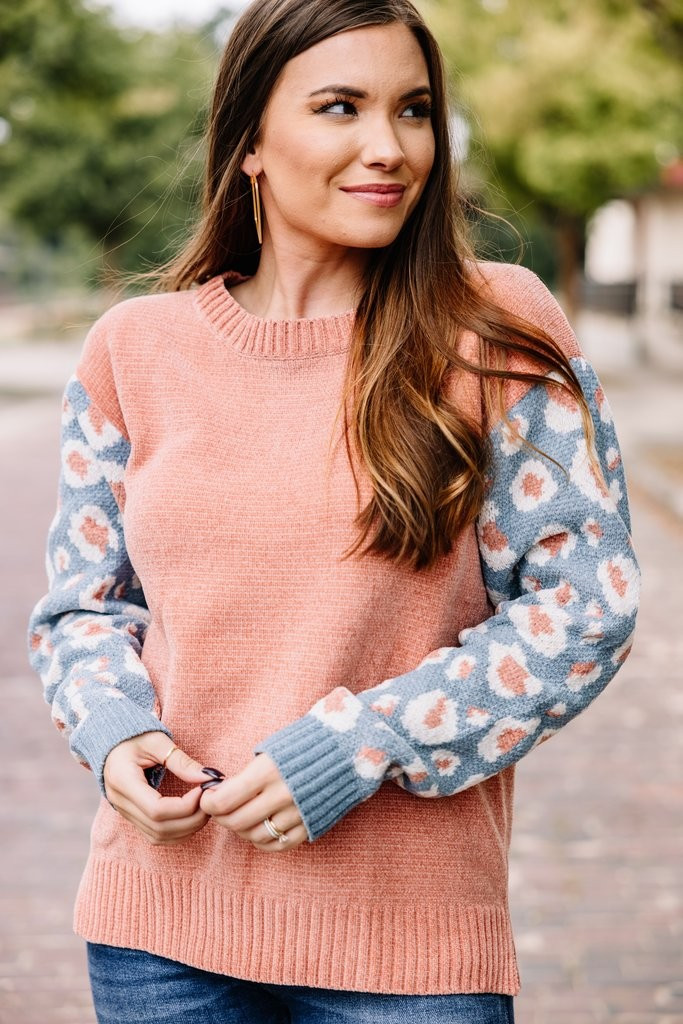 It's All Here Coral Orange Leopard Sweater | The Mint Julep Boutique
