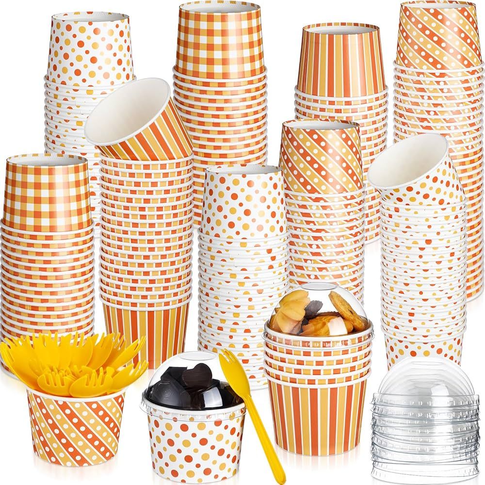 Nosiny 180 Pcs Fall Disposable Paper Cups with Dome Lids and Spoons Set, 80 Pcs 9 oz Fall Cups 10... | Amazon (US)