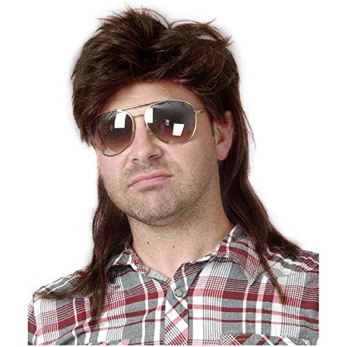 Baruisi 80s Men's Mullet Wig Brown Cosplay Halloween Wig for Fancy Dress | Amazon (US)