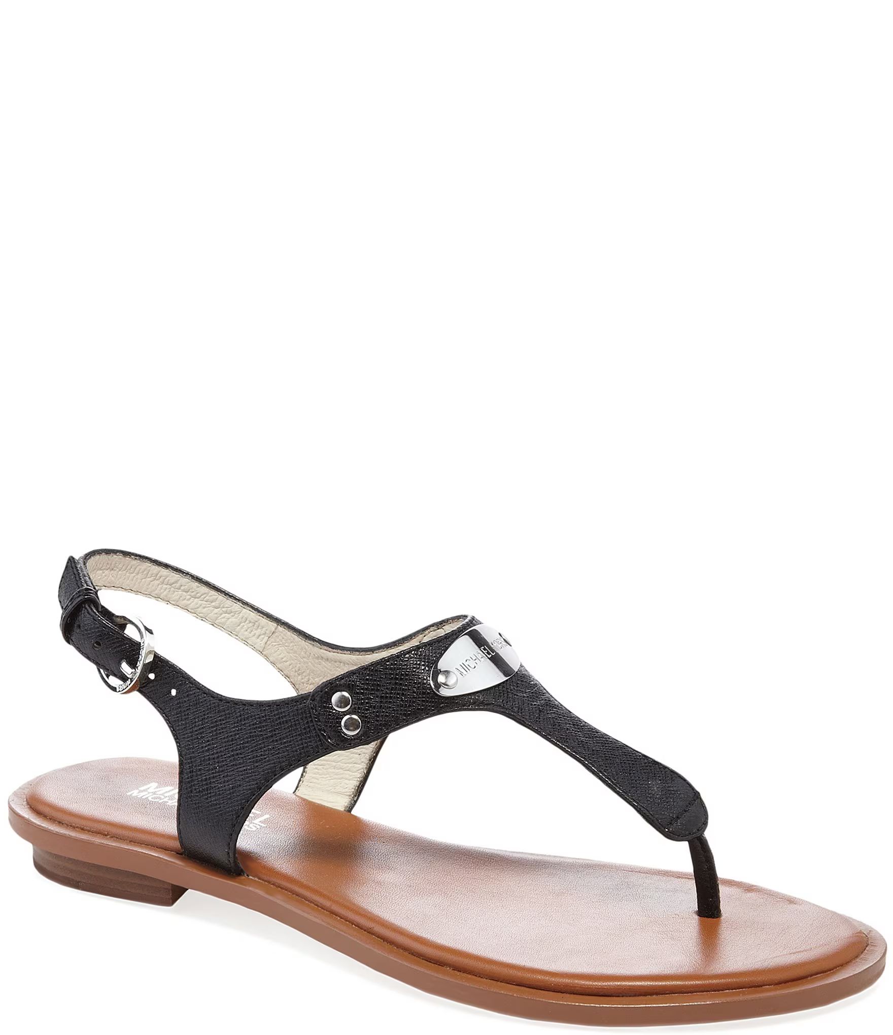 MICHAEL Michael Kors Leather MK Plate Thong Sandals | Dillard's