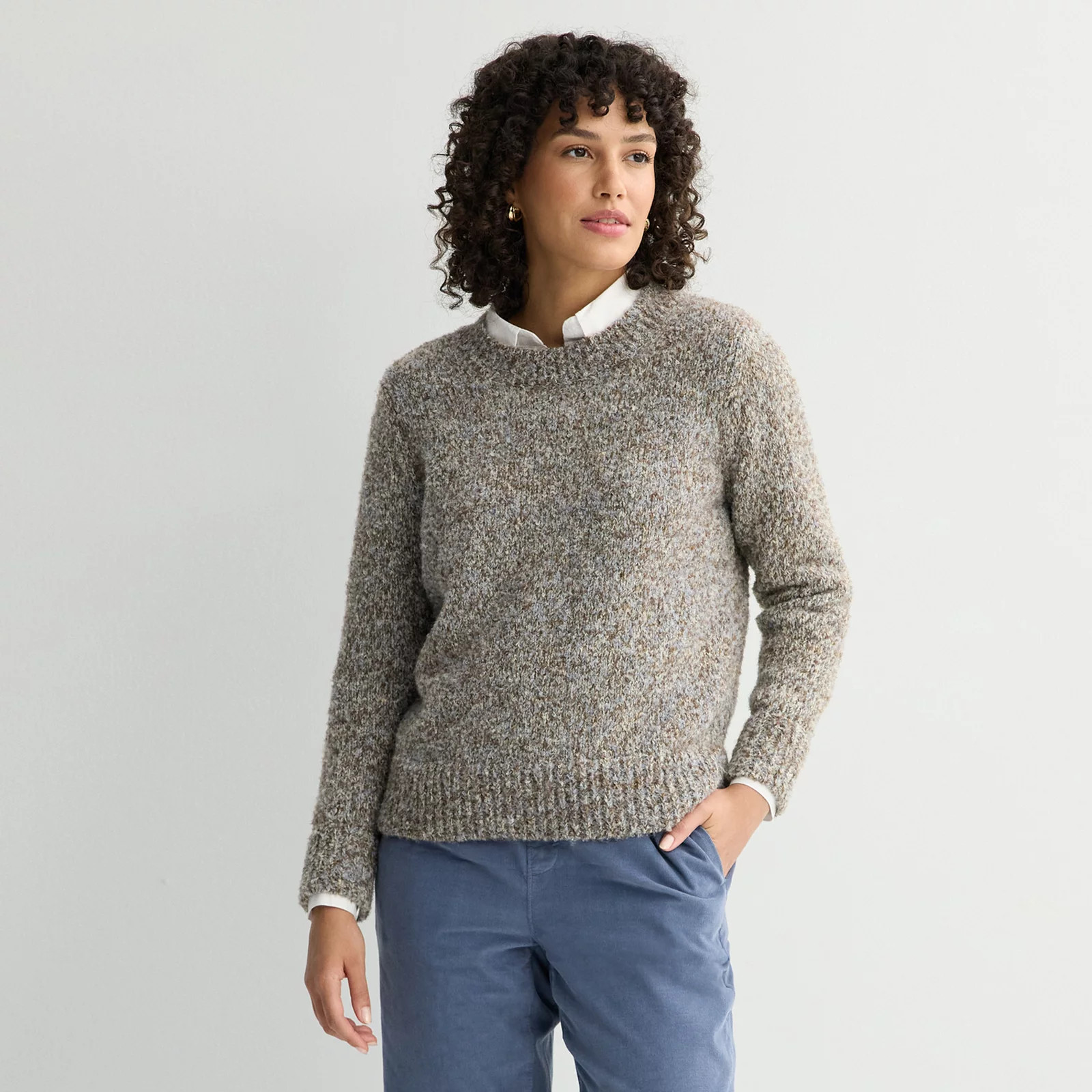 Women's Croft & Barrow® Textured Pullover Sweater, Size: Medium, Brown Team | Kohl's