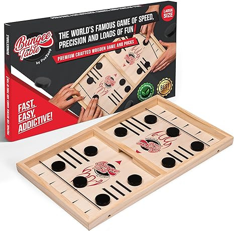 Large Fast Sling Puck Game - Test Your Speed and Accuracy with This Fast Action Wooden Air Hockey... | Amazon (US)