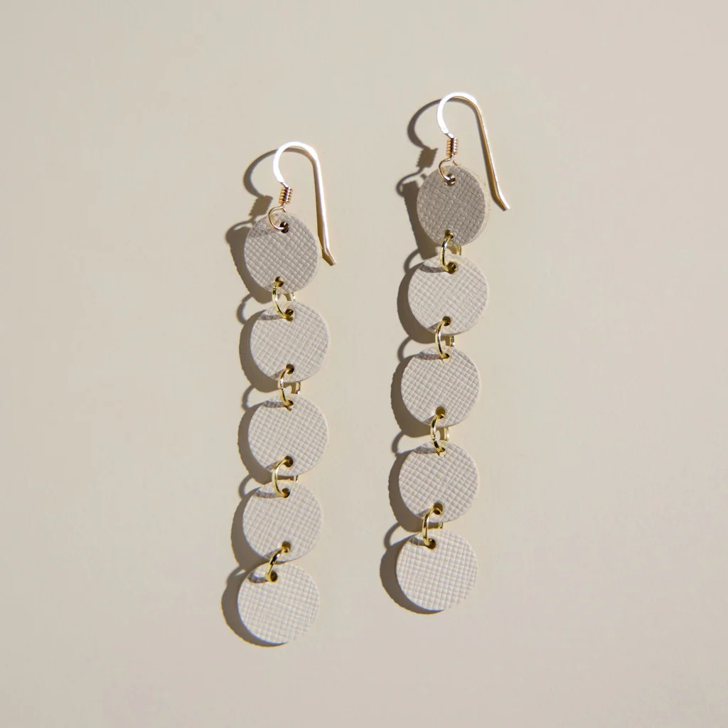 Cream Blank Canvas Sylvie  Leather Dangle Earrings | Nickel and Suede