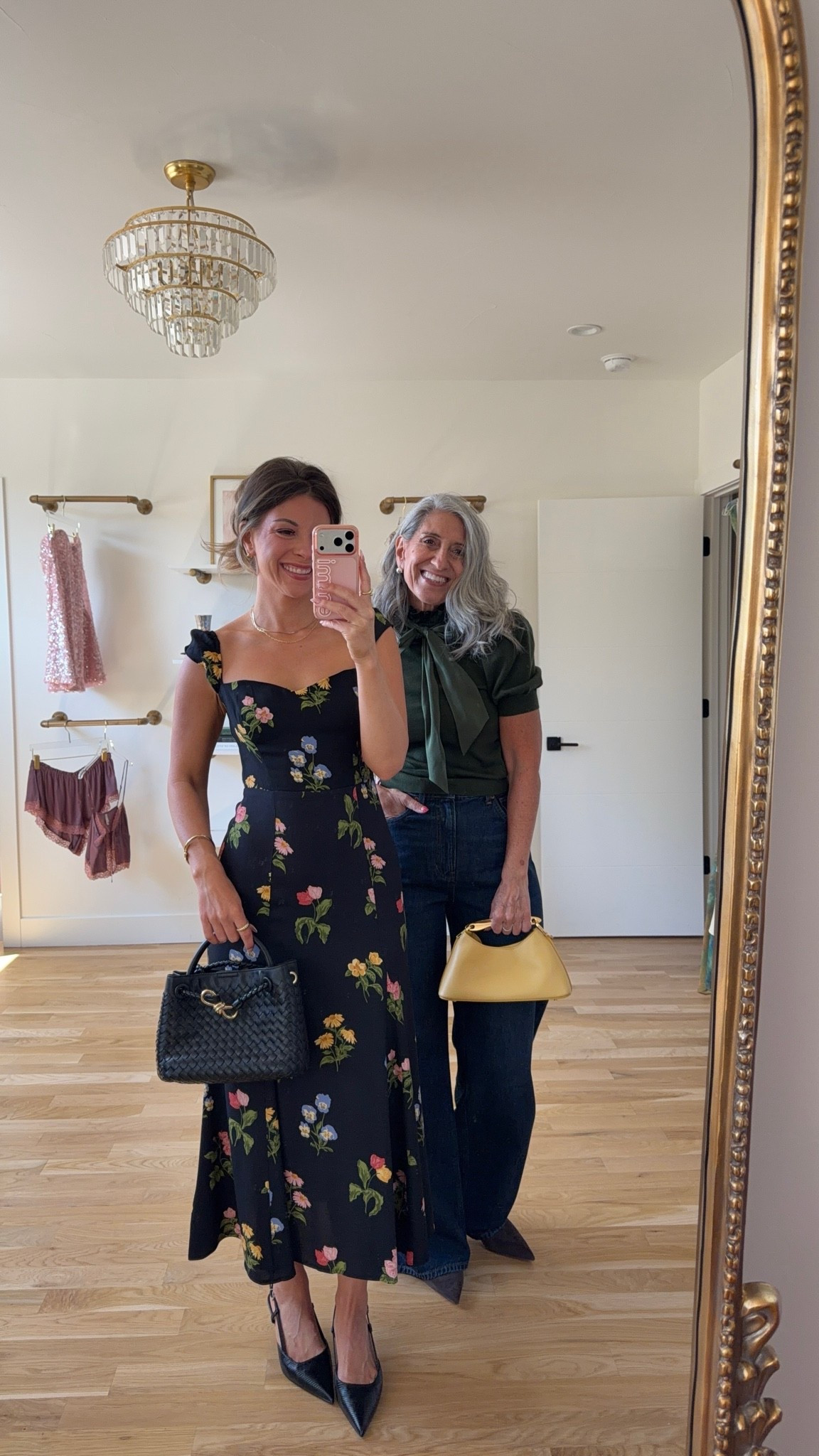 nordstrom anniversary sale summer to fall black midi dress with a colorful floral print and ruffled cap sleeves, green tie-neck top paired with dark wide-leg jeans 🍂

i'm 5'4" and typically wear a small/2 

mom is 5'4" and typically wears a medium/6 & 29 in jeans
• sweaters: sized down to xs

electric picks: emerson20

fall outfits, fall dresses, autumn outfits, sweater dresses, midi dresses, long sleeve dresses, casual outfits, thanksgiving outfits, family photo outfits, date night outfits, work outfits, fall fashion, autumn fashion, cozy outfits, transitional outfits, neutral outfits, everyday outfits, weekend outfits, women’s fashion, affordable dresses, skort outfits, athletic skorts, casual skort outfits, summer skort outfits, amazon skorts, everyday skort outfits, mom & me outfits, mom & me dresses, matching outfits, mother daughter outfits, family photo outfits

#LTKSaleAlert #LTKootd #LTKSeasonal