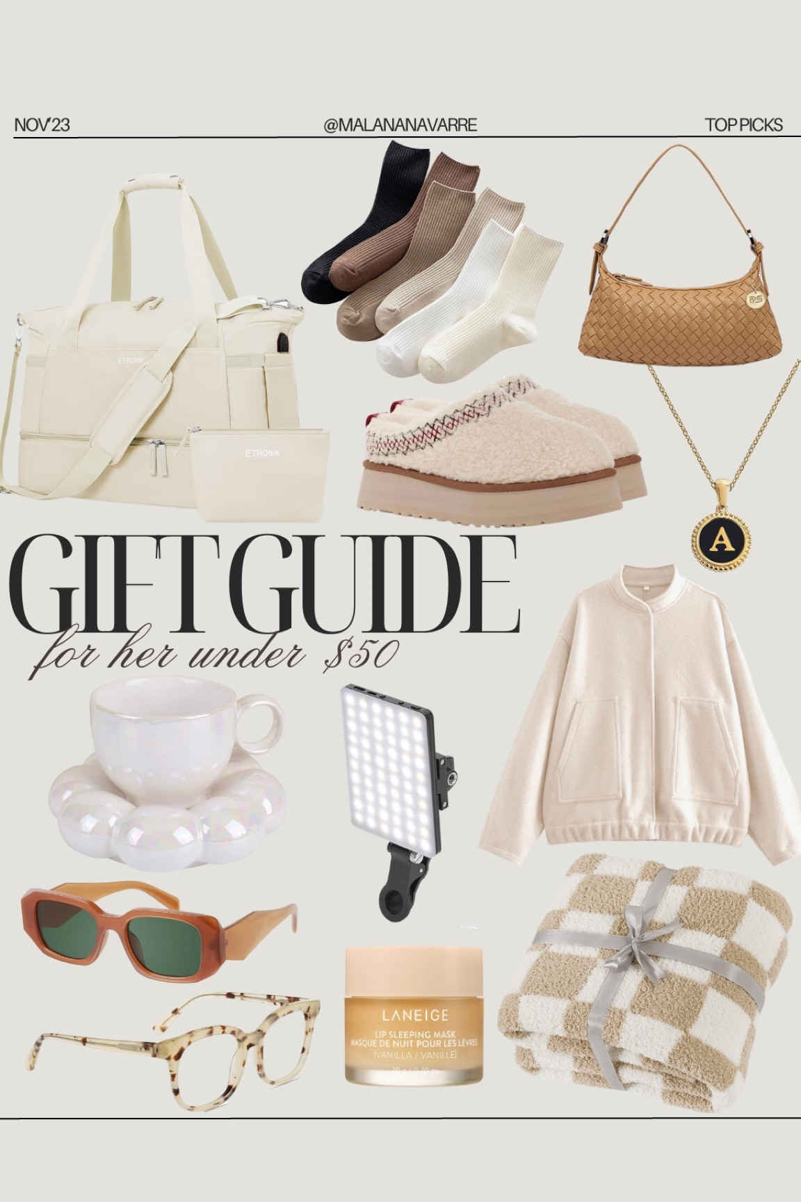 Amazon gift guide finds for her under $50🤎

Gift guides 
Gifts under $50
Gifts under $50 for her
Jackets
Checkered blankets
Weekender bag
Jewelry 
Makeup 
Cozy socks
Uggs socks 
Christmas gift guide

#LTKHoliday #LTKfindsunder50 #LTKGiftGuide