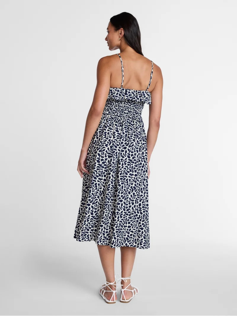 Time and Tru Women's Sleeveless Smocked Midi Dress, Sizes XS-XXXL | Walmart (US)