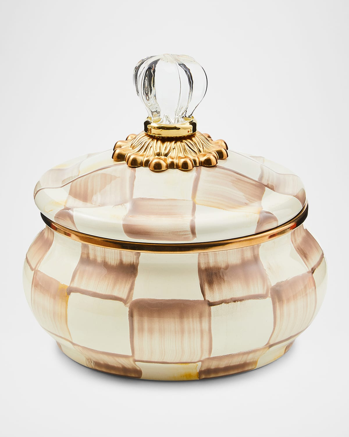 Mocha Check Squashed Pot, 20 oz. | Neiman Marcus