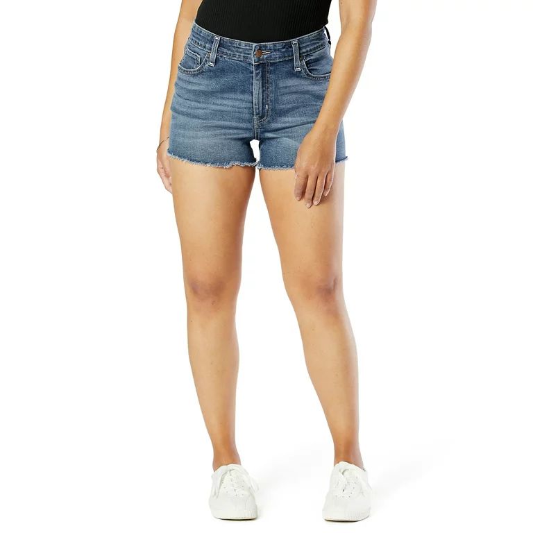Signature by Levi Strauss & Co. Women's High Rise 3-inch Cut-Off Shorts - Walmart.com | Walmart (US)