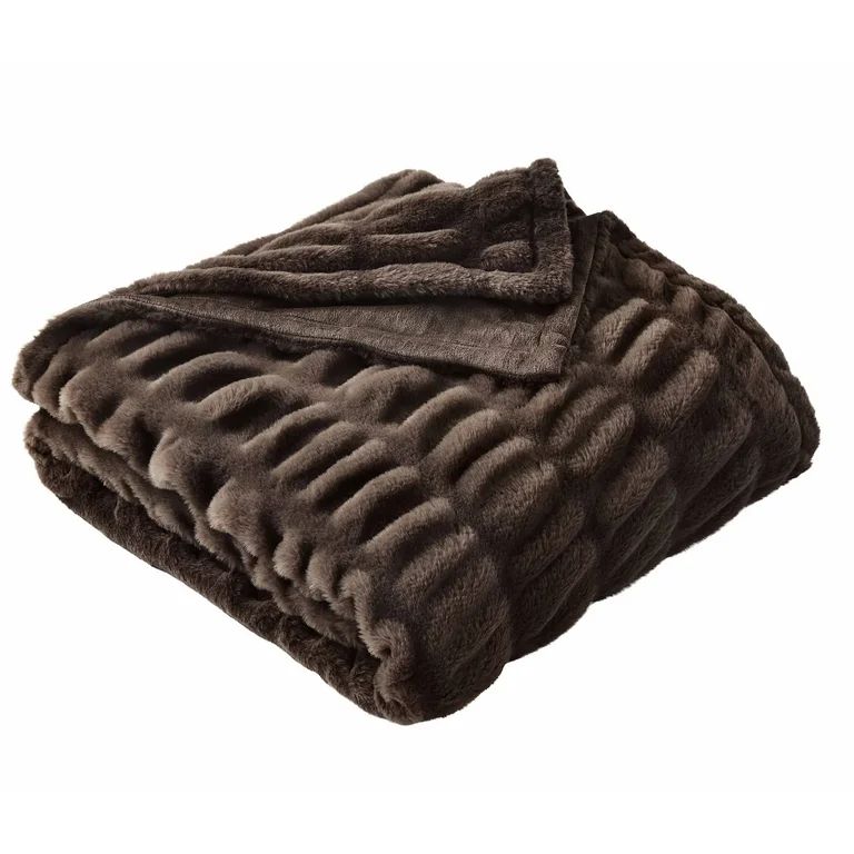 Better Homes & Gardens Brown Ruched Faux Fur Throw, 50"x72", Adult/Teen - Walmart.com | Walmart (US)