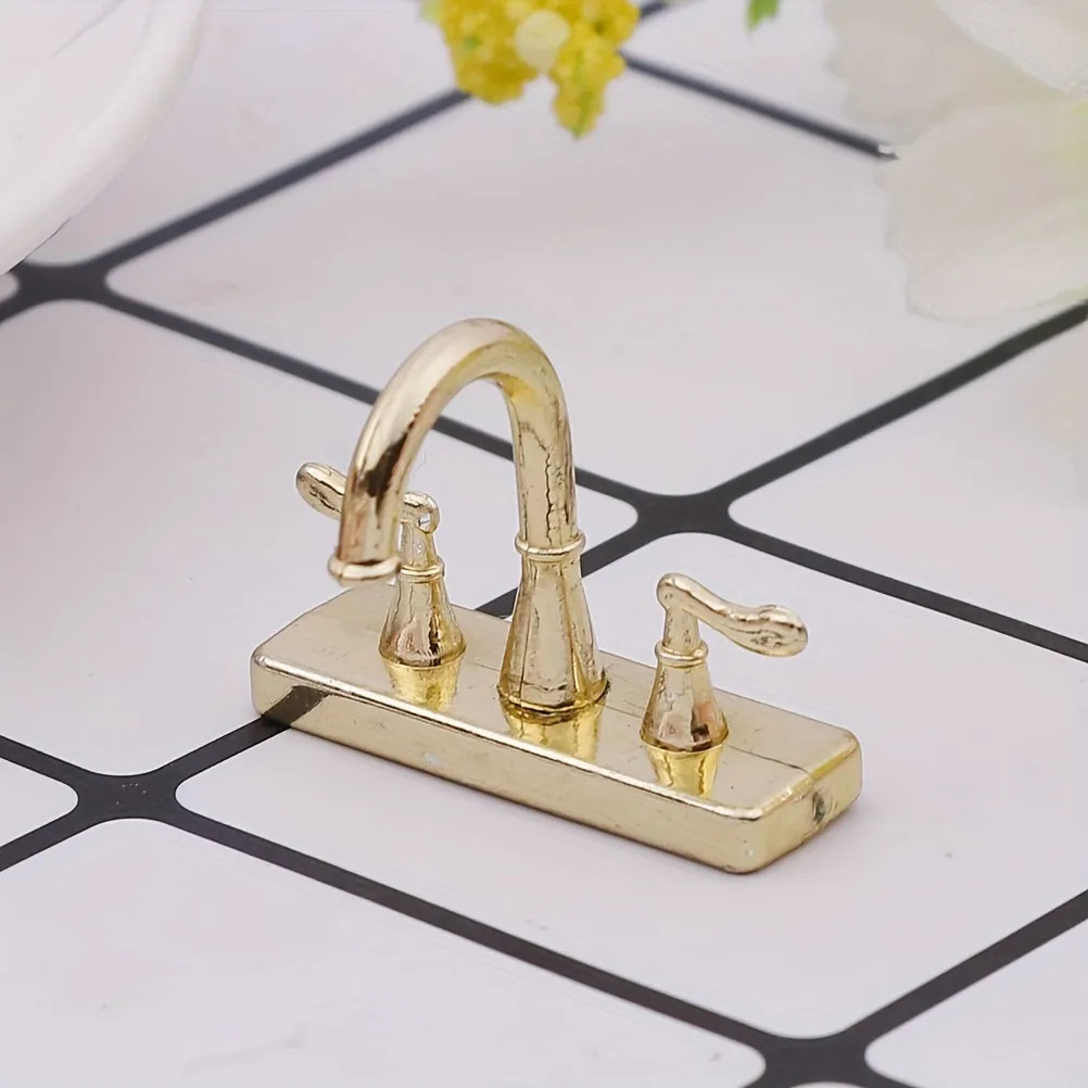 1pc 1/12 Dollhouse Miniature Accessories Mini Alloy Double Faucet For Decoration | Temu Affiliate Program