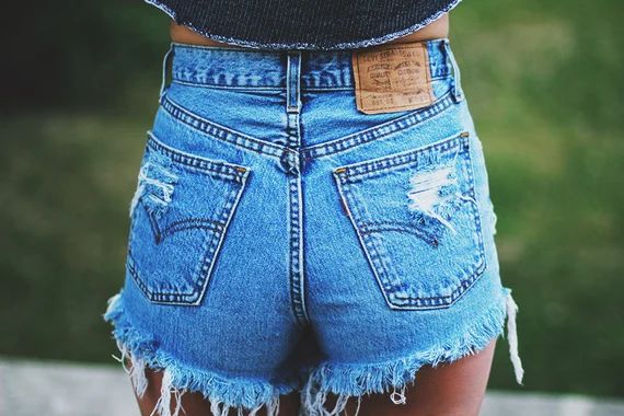 LEVIS High waisted Denim Shorts Destroyed Ripped Jeans Vintage Cut Off Grunge Rock n Roll Summer Fes | Etsy (CAD)