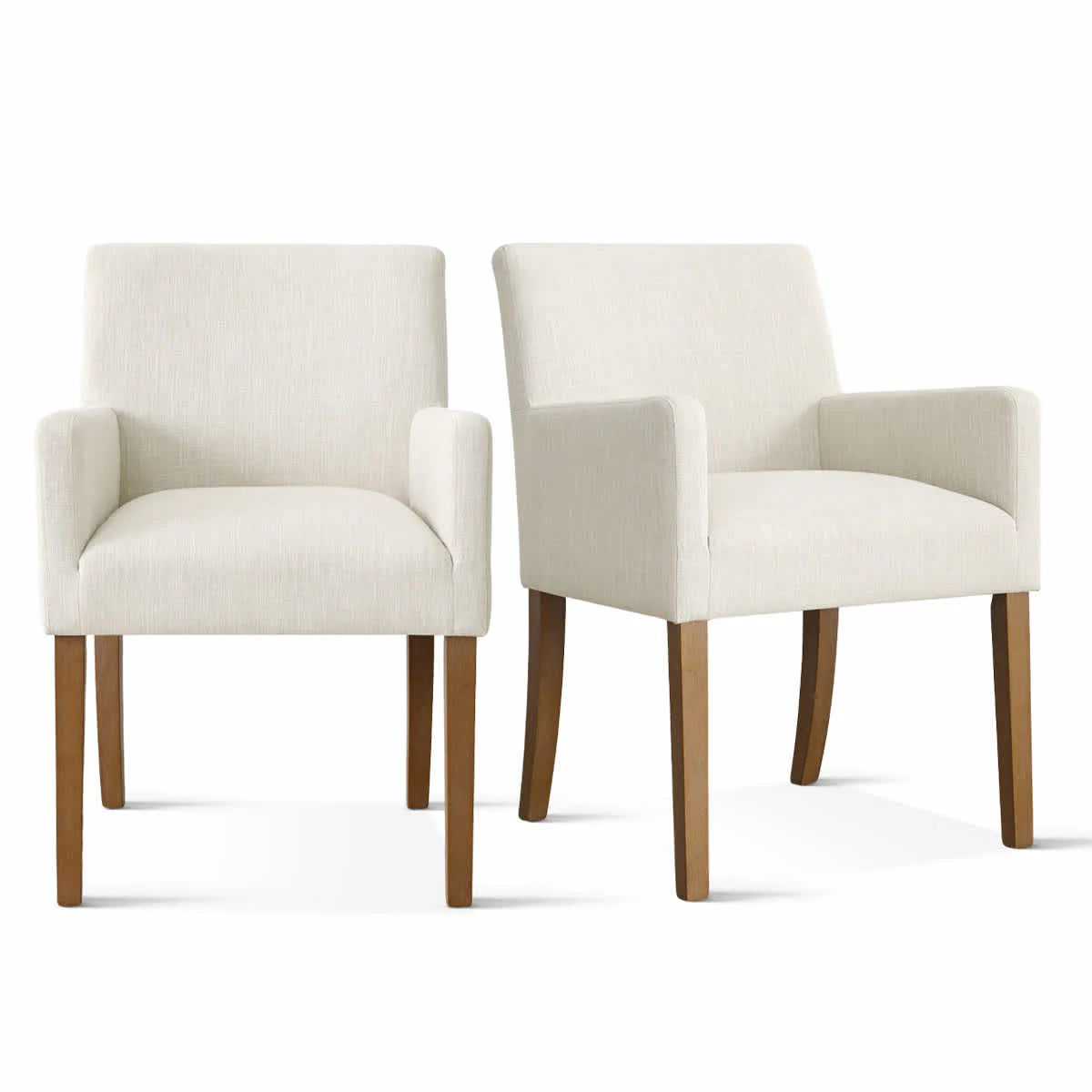 Maison Boucle Set of 2 Cream Upholstered Dining Armchairs with Wood Legs and Padded Seat for Dining Room in White | NORTH-AC-2PCS-CREAM | Lowe's