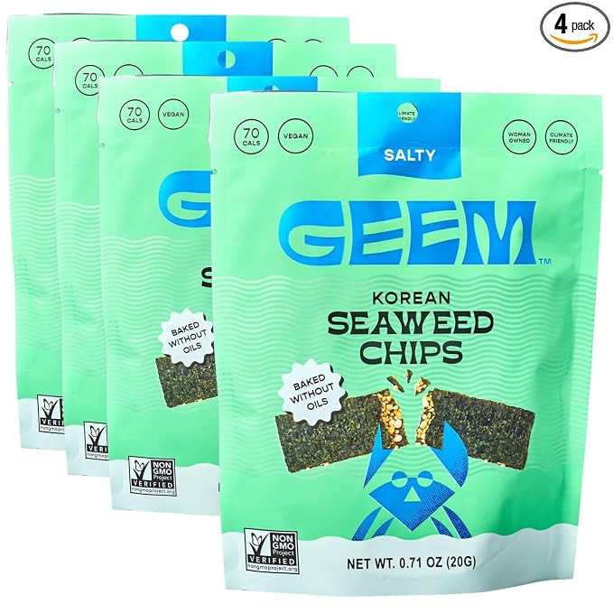 GEEM Seaweed Snacks – Korean Seaweed Chips with Rice Crisps & Sesame | Crunchy, Oil-Free Snack ... | Amazon (US)