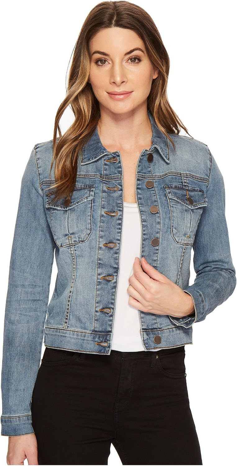 KUT from The Kloth Women's Amelia Long Sleeve Denim Jacket, Empathetic, Small | Amazon (US)
