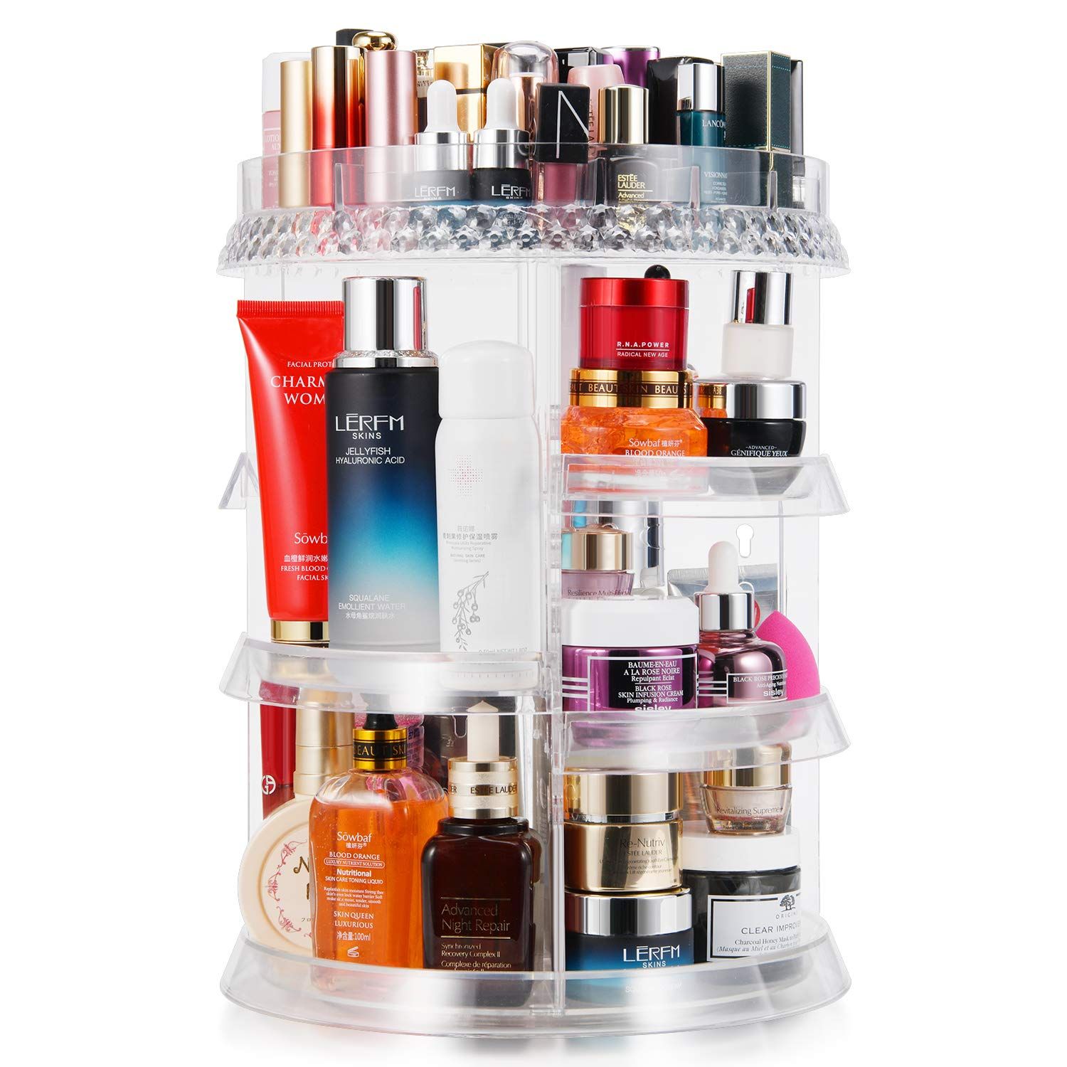 MISERWE Makeup Organizer 360 Degree Rotation 7 Layers Adjustable Storage Different Kinds of Cosmetic | Amazon (US)