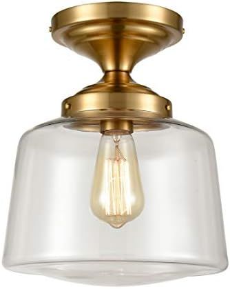 AXILAND Clear Glass Shade Brass Ceiling Light Fixture Flush Mount | Amazon (US)
