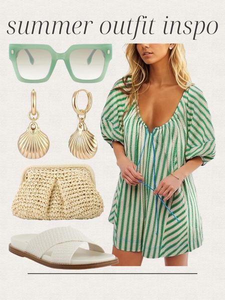 Amazon summer outfit inspo, Free People look for less mini dress, seashell earrings, straw handbag, straw glutch, green oversized sunglasses, sandals, vacation outfit, date night outfit 




#LTKFindsUnder50 #LTKStyleTip #LTKShoeCrush