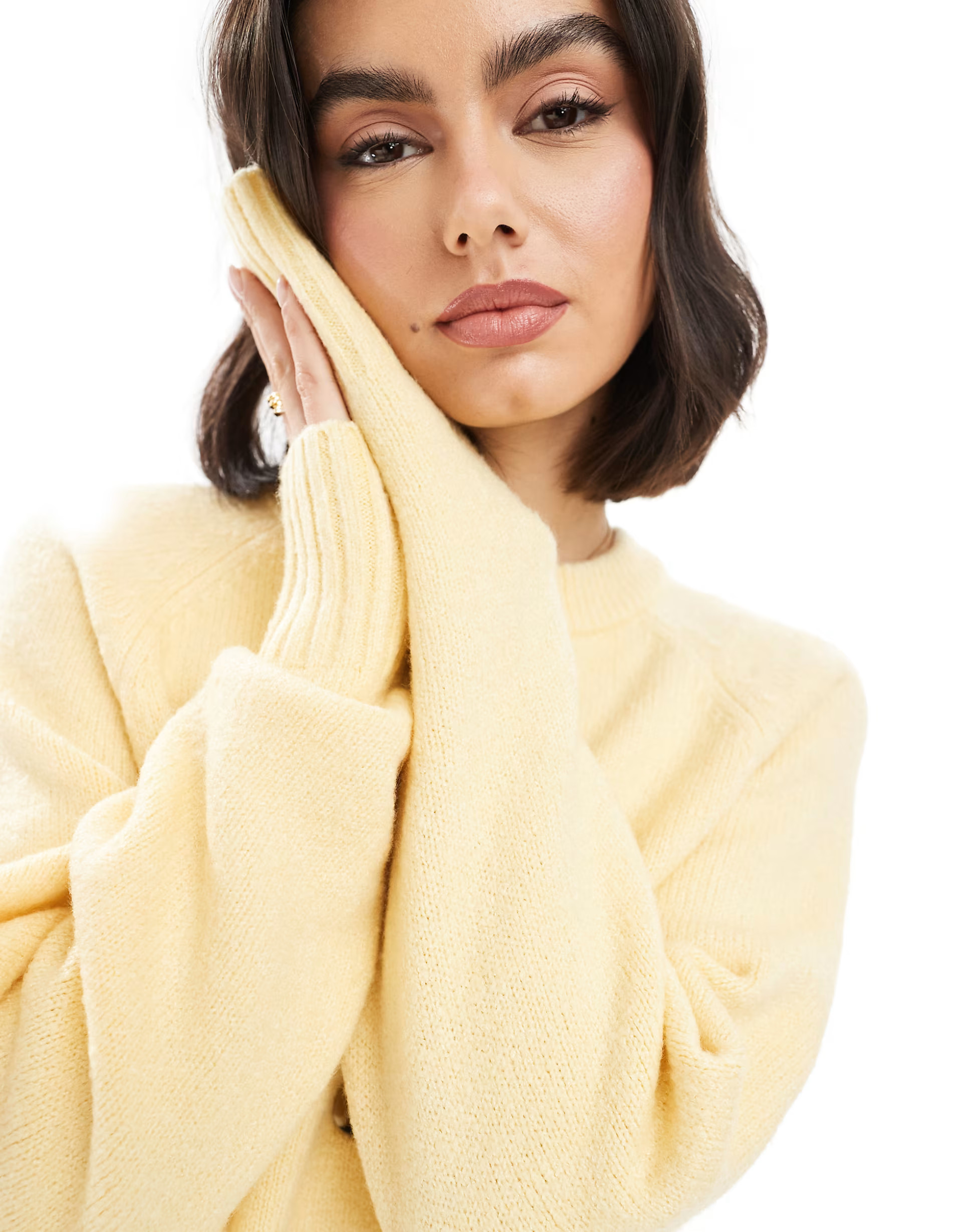 Threadbare crew neck cardigan in butter yellow | ASOS (Global)