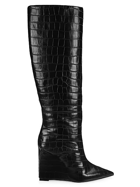 Asya Up Croc-Embossed Wedge Boots | Saks Fifth Avenue