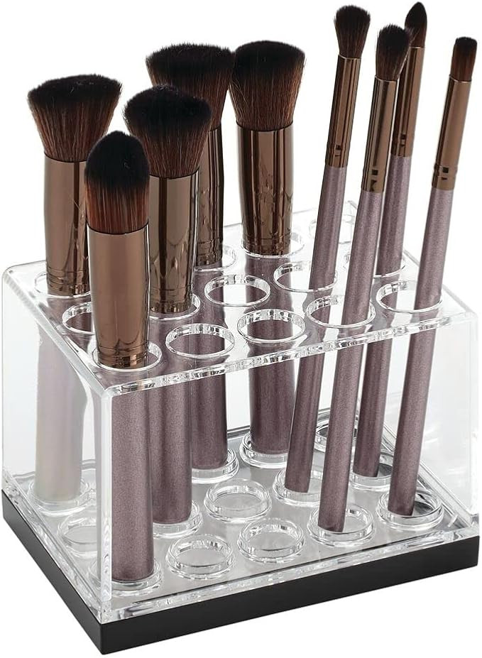 mDesign Plastic Makeup Brush Storage Organizer with 15 Slots for Bathroom Countertop, Vanity to H... | Amazon (US)