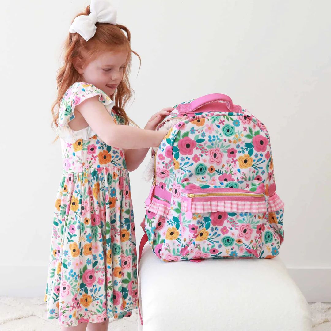 Kids Ruffle Backpack | Pretty Poppies | Caden Lane