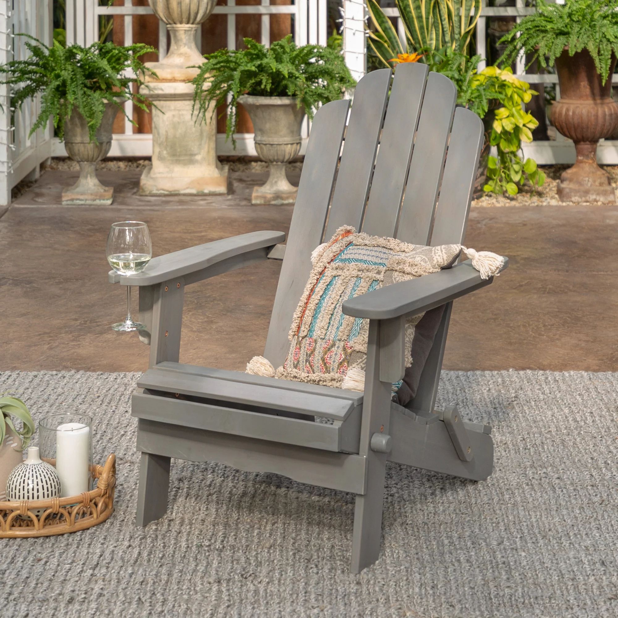 Manor Park Outdoor Acacia Wood Adirondack Chair - Grey Wash | Walmart (US)