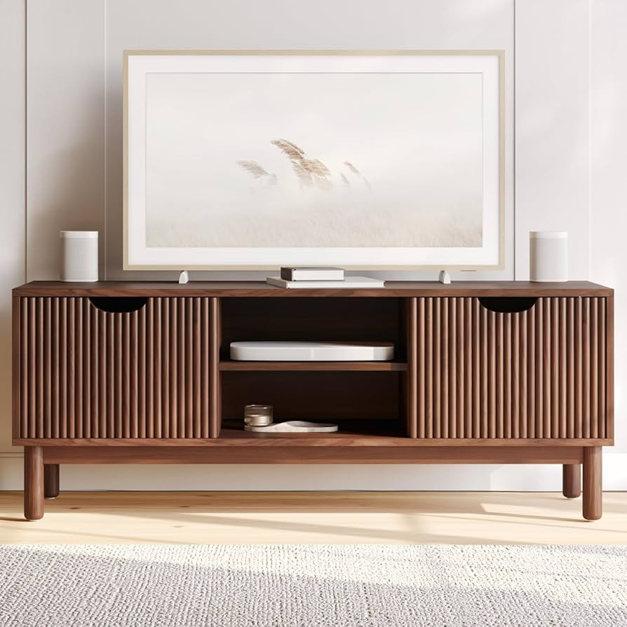 Low Profile Fluted TV Stand - Mid Century Media Console - Living Room Furniture - 48” Entertain... | Amazon (US)