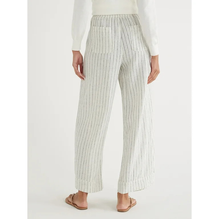Time and Tru Women's Linen Blend Pants with Smocked Waist, 29" Inseam, Sizes XS-XXXL | Walmart (US)