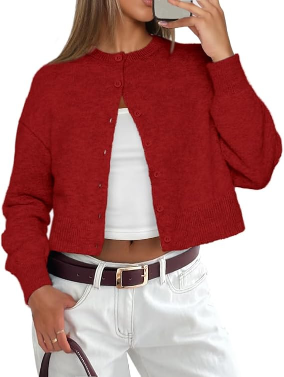 ATHMILE Cropped Cardigan Sweaters for Women Lightweight Crop Knit Y2k Fall Outfits Fashion Clothe... | Amazon (US)