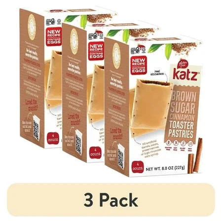 (3 pack) Katz Gluten Free Toaster Pastries - Cinnamon |Gluten Free, Dairy Free, Nut Free, Soy Free, Kosher | (1 Pack, 8.0 Ounce Each) | Walmart (US)