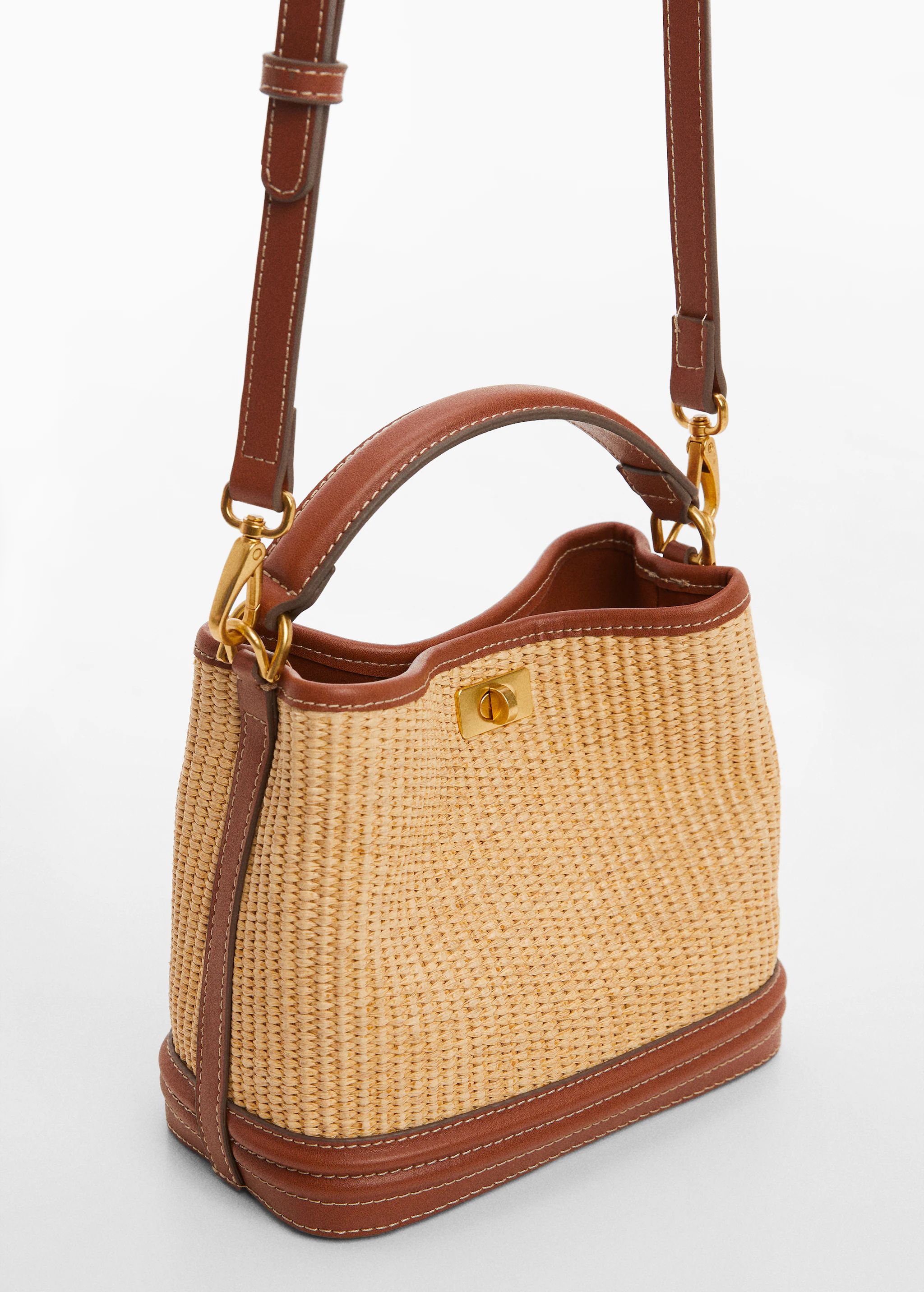 Raffia-effect bucket bag | MANGO (US)