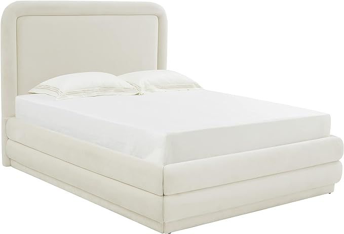 TOV Furniture Briella Cream Velvet Upholstered Bed in King | Amazon (US)
