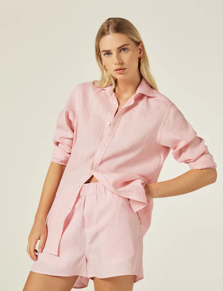 The Boyfriend: Linen, Grapefruit Pink | With Nothing Underneath